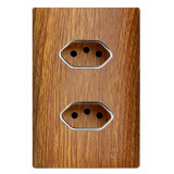 Conjunto Tomada Dupla 10A 4x2 - Novara Cumaru Cromado